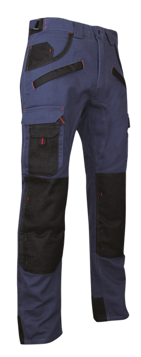 lma pantalon de travail multipoche bleu/noir