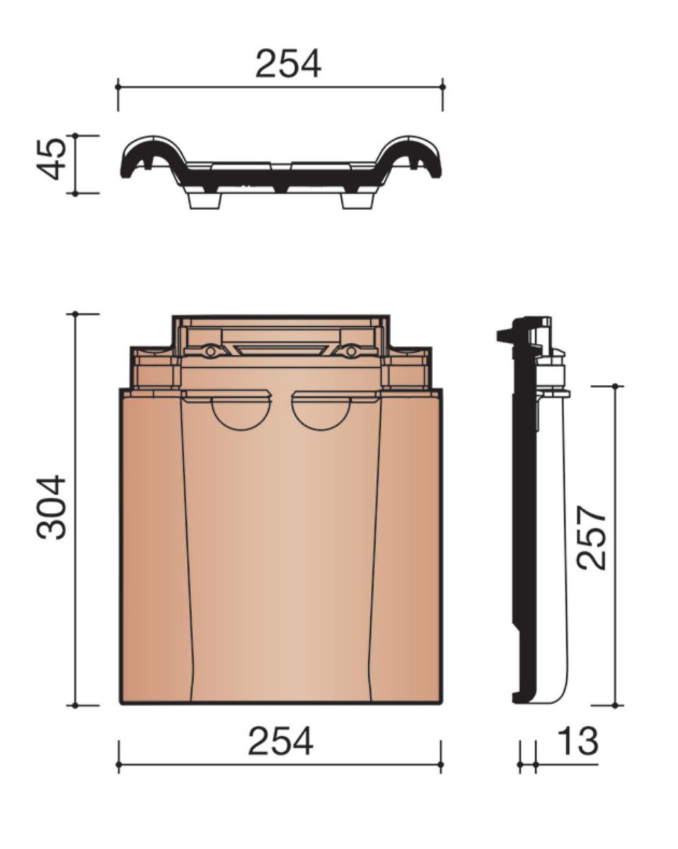 KORAMIC-Opalys Demi Tuile Double Bourrelet Rouge