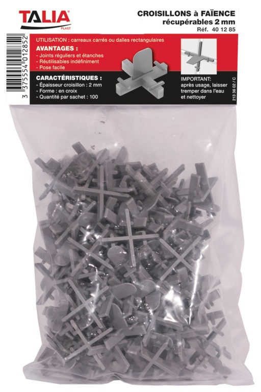 TALIAPLAST -Croisillons  2.5mm -Récupérables -(Sac de 75 pièces)