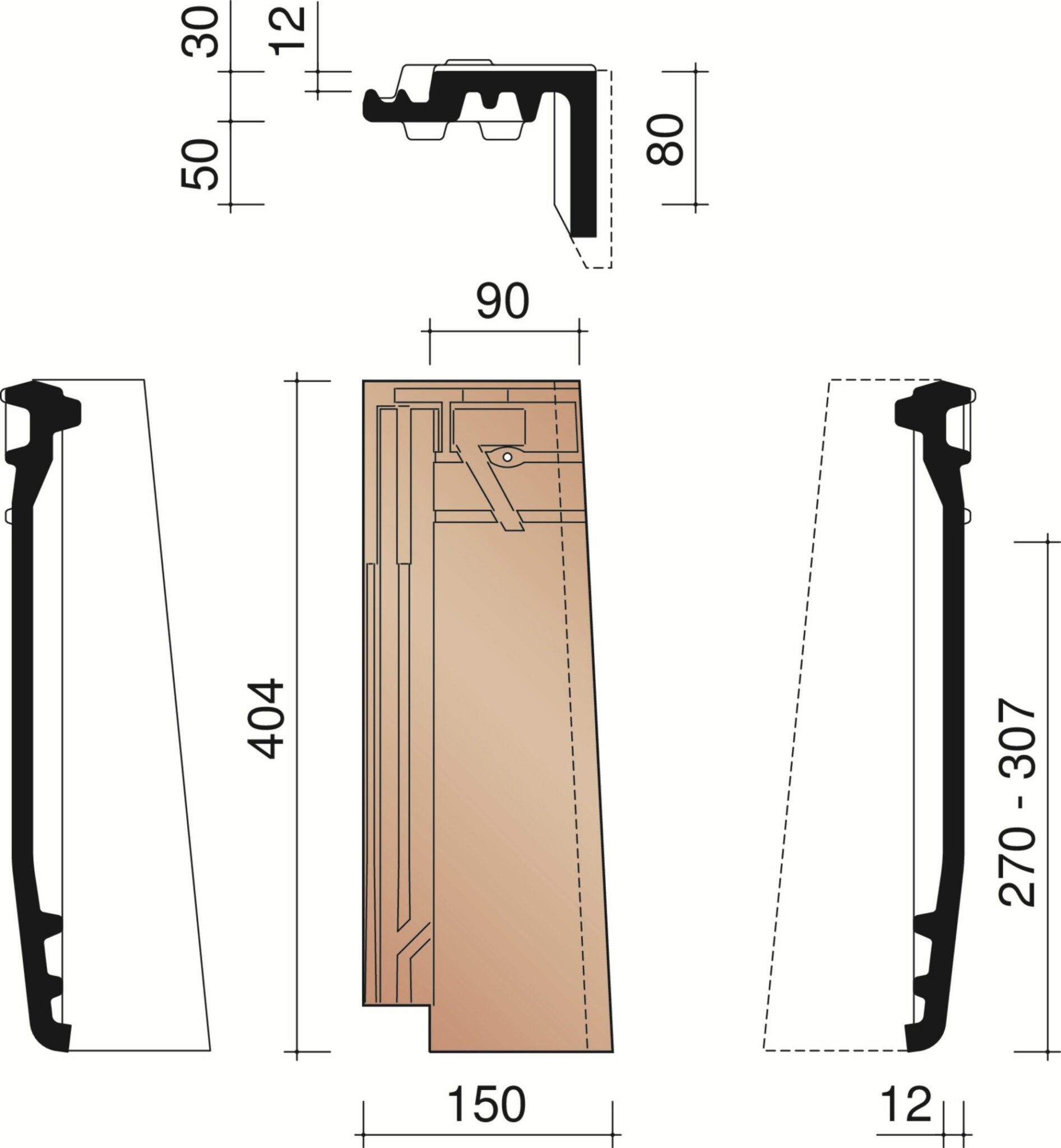 KORAMIC -Datura -1/2 Tuile à Rabat Droite