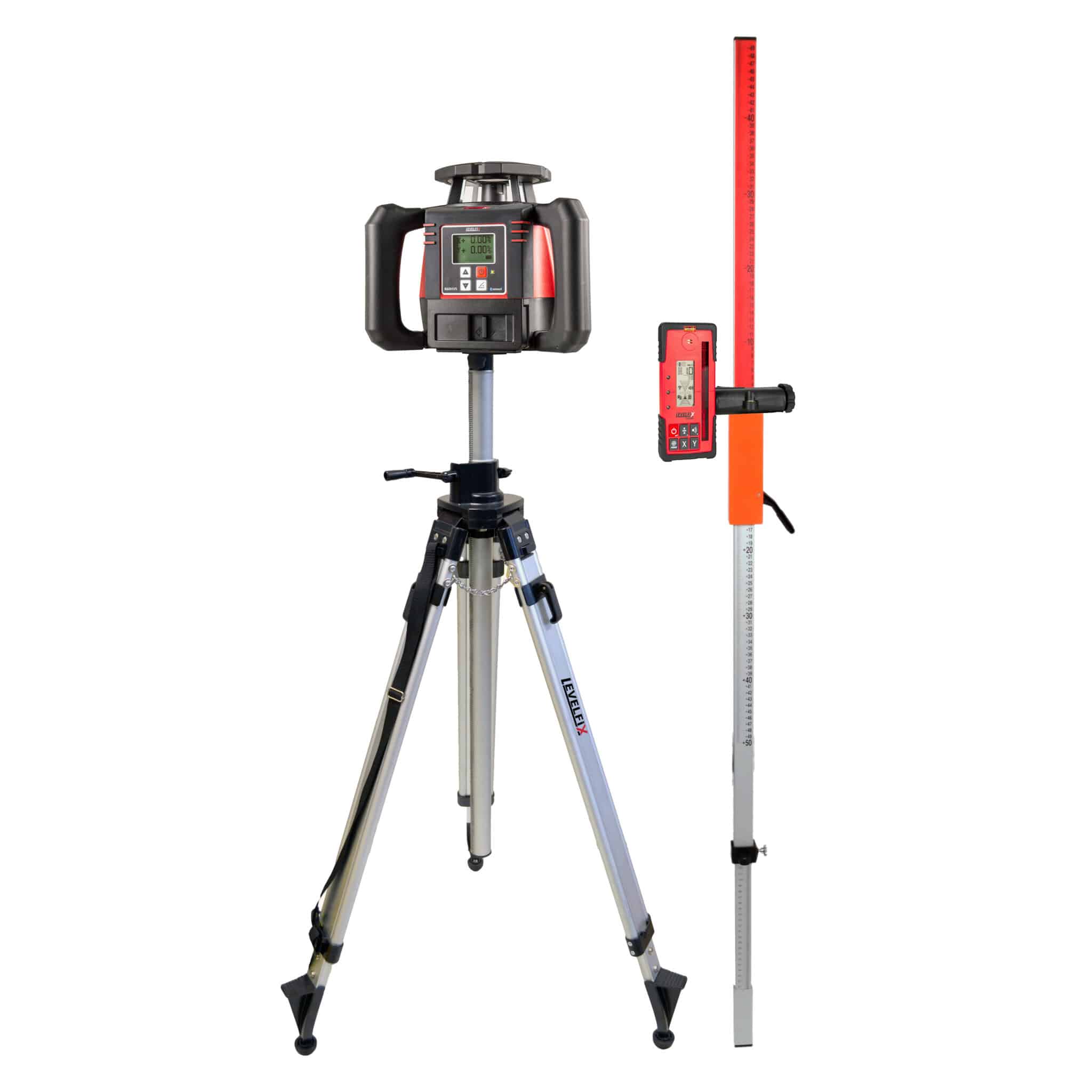 LEVELFIX -860HVS SET 2 -Laser Polyvalent Double Pente Digital + Trépied Pivotant 2,80m + Mire